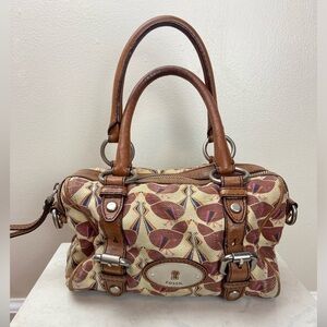 VINTAGE FOSSIL MADDOX SATCHEL BIRD PRINT
